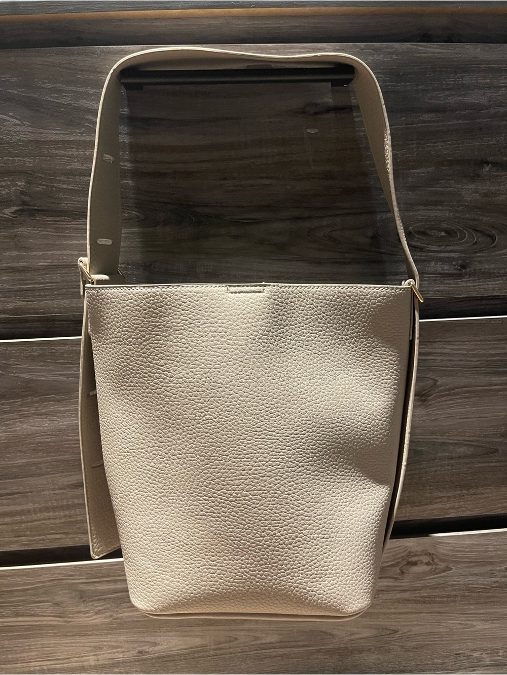 Rachel Zoe Minimalist Cream Vegan Leather Bucket Bag - Women's Shoulder Purse
